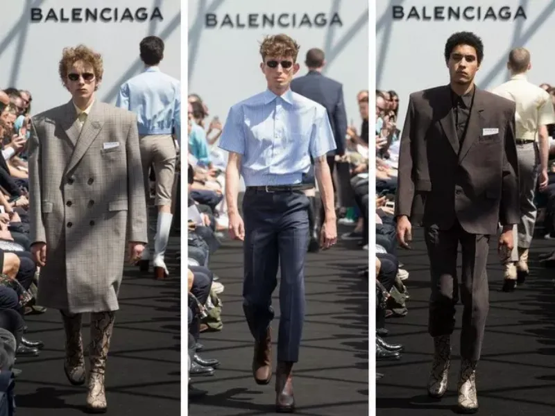 So sánh các kiểu dáng áo sơ mi nam ngắn tay: slim fit, regular fit, boxy fit trên các hình mẫu.